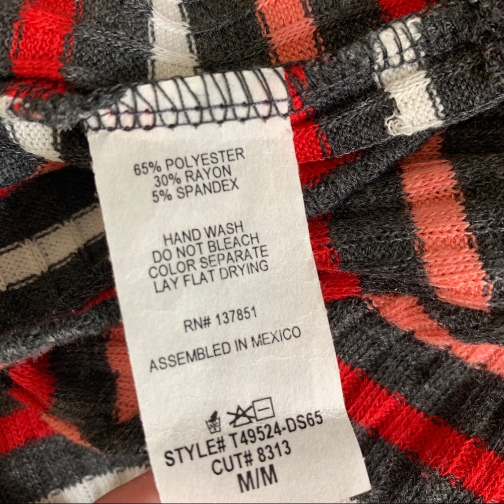 Live In The Moment Multi Stripe Faux Wrap Top Medium NWT - Picture 6 of 6